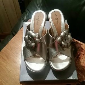 Silver wedge sandals